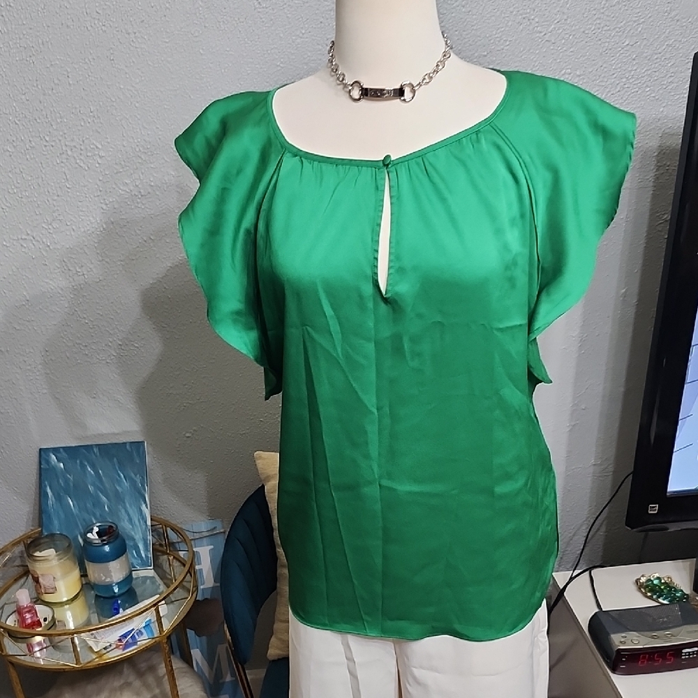 White House Black Market Green Blouse
